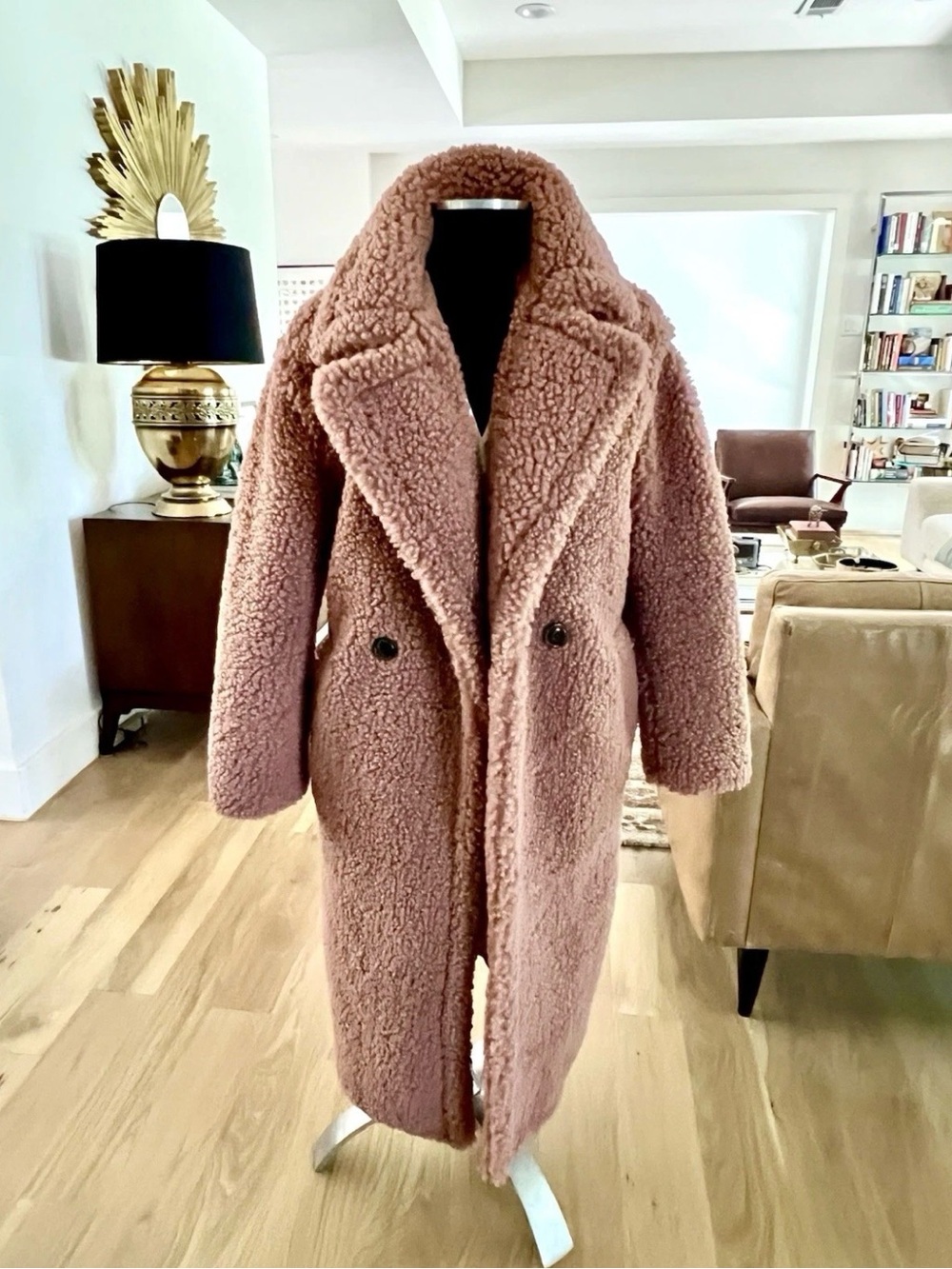 UGG Gertrude Women's Oversized Teddy Coat Fireside Pink, Size XS Long